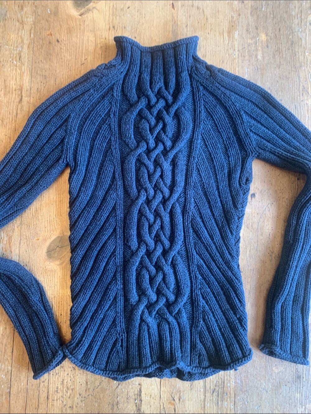 Charcoal Gray Cable Knit Turtleneck Sweater - Gap